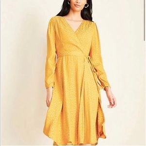 Ann Taylor Cheetah Print Jacquard Wrap Dress